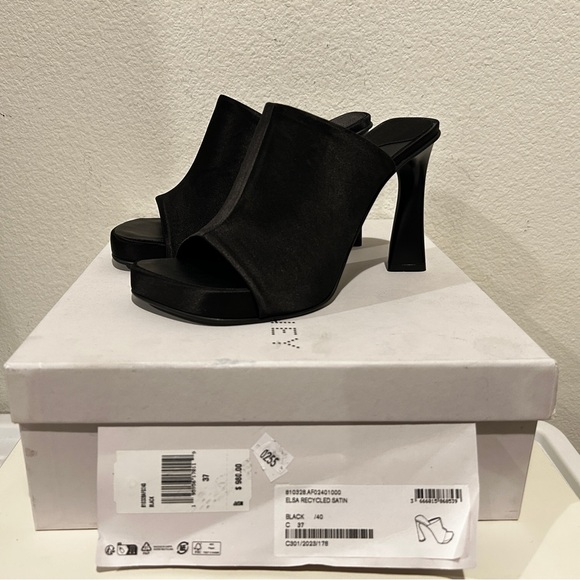 Stella McCartney Elsa Recycled Satin High Heel Mule Sandals Size 37 New in Box